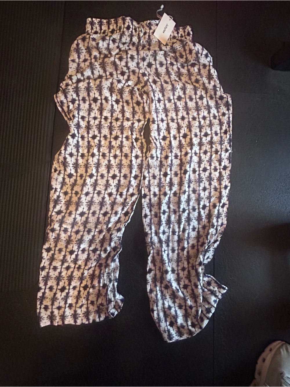 Women's Black & White Tie-Dye Wide Leg Pants